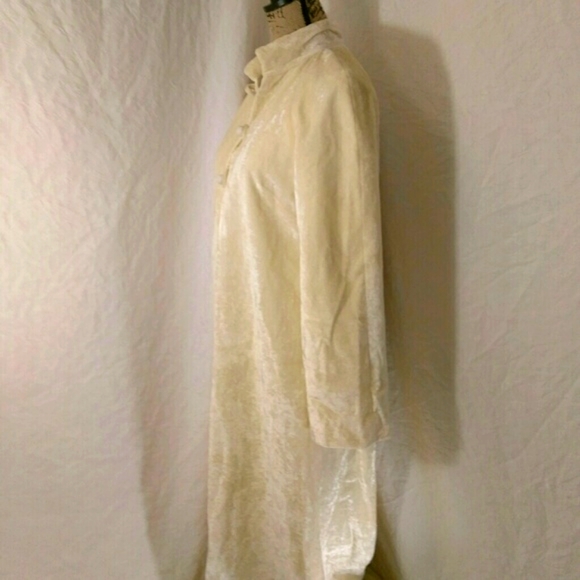 60s Vintage Floor Length Evening Coat velvet ivory fairy queen - Picture 4 of 8